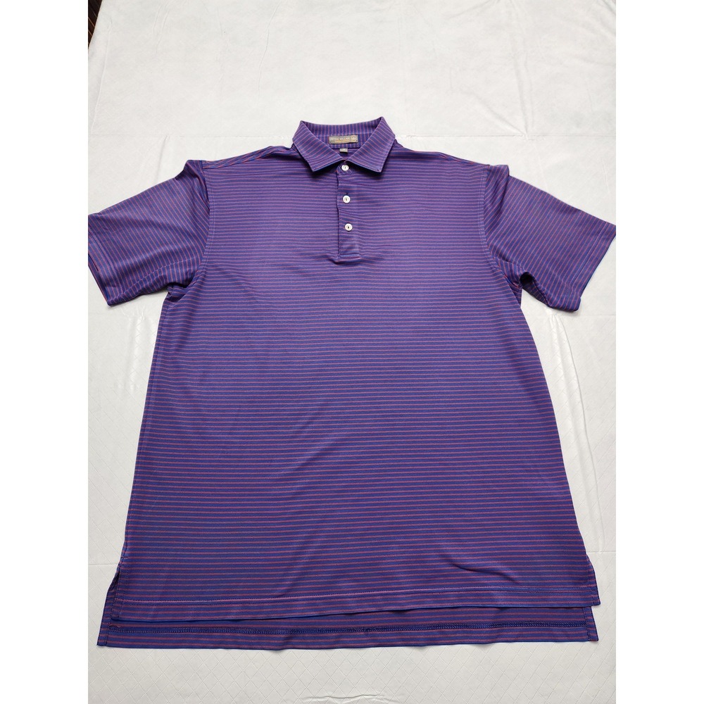 Peter Millar Summer Comfort Polo Shirt Mens Medium Purple Blue Striped Golf